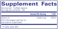 Vitamin A 3,000mcg (10,000IU) by Pure Encapsulations