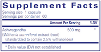 Ashwagandha 500 mg 60 vegcaps by Pure Encapsulations
