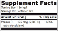 Vitamin D3 — 5,000 IU — 120 Soft Gels