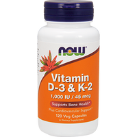 Vitamin D-3&K-2 1000 IU/45 mcg 120 vcap by NOW
